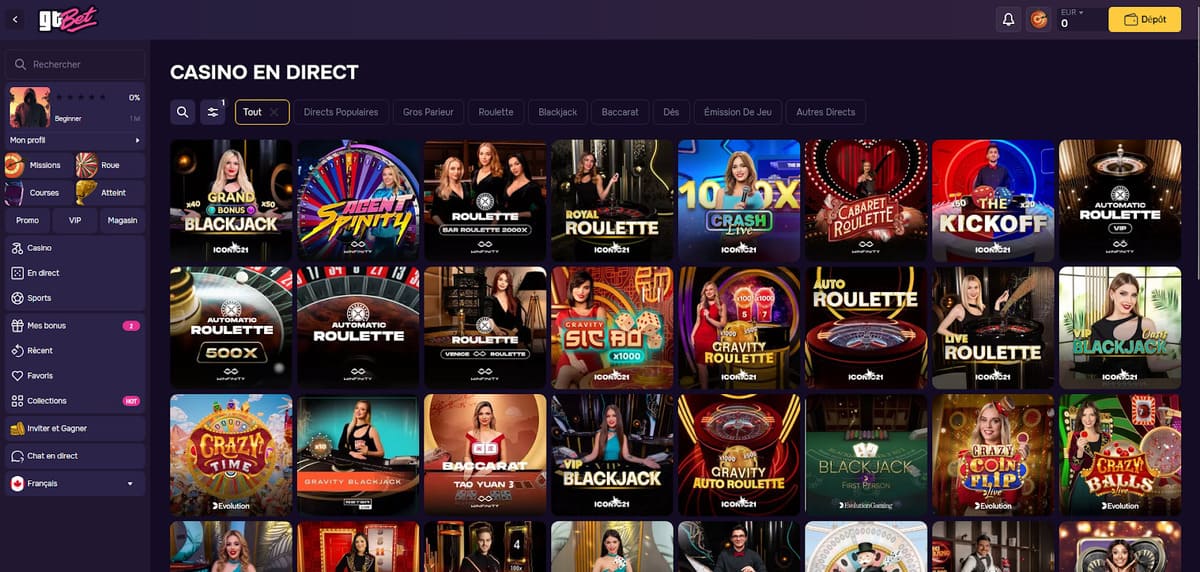 Casino en vivo móvil tras instalar la PWA